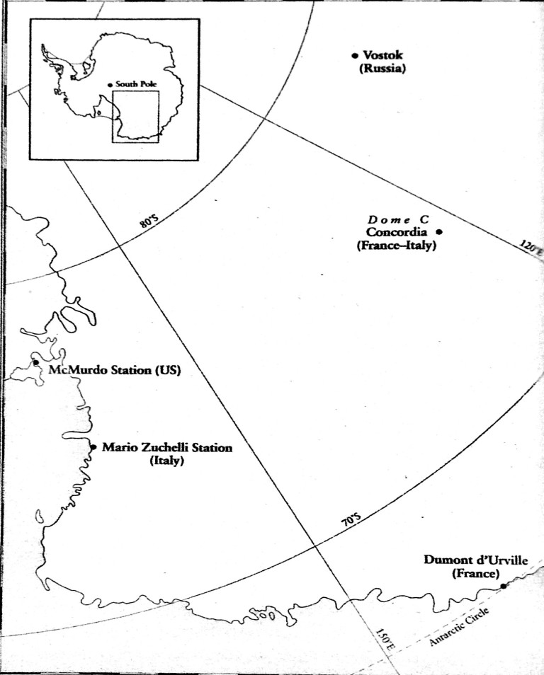 Map with Vostok Sailing to Antarctica
